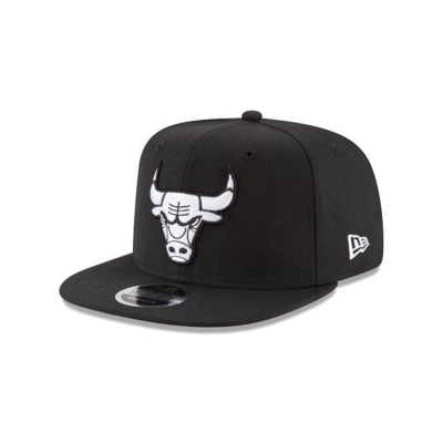 Black Chicago Bulls Hat - New Era NBA High Crown 9FIFTY Snapback Caps USA1378652